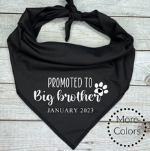 Load image into Gallery viewer, Promoted to Big Brother Dog Bandana with custom date, Pregnancy Announcement, Shower Gift