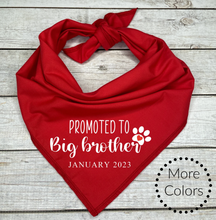 Load image into Gallery viewer, Promoted to Big Brother Dog Bandana with custom date, Pregnancy Announcement, Shower Gift