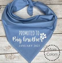 Load image into Gallery viewer, Promoted to Big Brother Dog Bandana with custom date, Pregnancy Announcement, Shower Gift