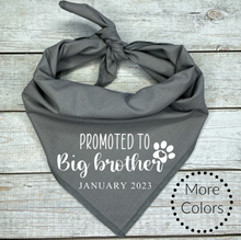 Load image into Gallery viewer, Promoted to Big Brother Dog Bandana with custom date, Pregnancy Announcement, Shower Gift