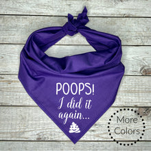 Load image into Gallery viewer, Poops I Did It Again... Dog Potty Training Bandana Funny Poop Emoji
