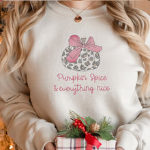 Load image into Gallery viewer, Pumpkin Spice and Everything Nice Embroidered Sweatshirt, Cozy Fall Sweater