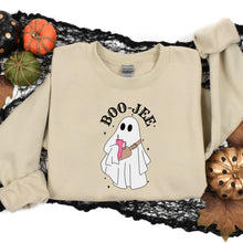 Load image into Gallery viewer, Halloween Sweatshirt, Boo-Jee Ghost Sweatshirt, Orange Tan Gray or White Boujee Sweater