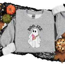 Load image into Gallery viewer, Halloween Sweatshirt, Boo-Jee Ghost Sweatshirt, Orange Tan Gray or White Boujee Sweater