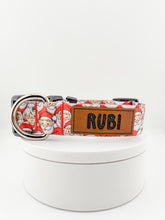 Load image into Gallery viewer, Personalized Christmas Dog Collar with Engraved Name with Matching Leash