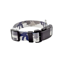 Load image into Gallery viewer, Personalized Camo Dog Collar with Custom Leather Name Patch & Matching Leash Engraved Dog Collar with Phone Number