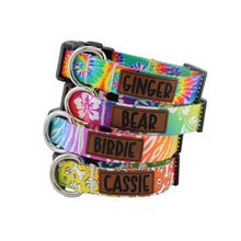 Load image into Gallery viewer, Custom Dog Collar And Matching Leash Set in a Rainbow Print with Pets Name