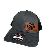 Load image into Gallery viewer, Custom Richardson Hat with Leather Patch Engraved Logo Trucker Cap | Branded Company Hats | Personalized Team Hats for Business