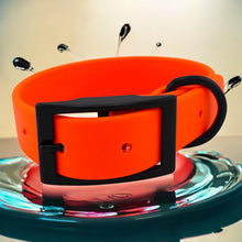 Load image into Gallery viewer, Vivid Orange Waterproof BioThane® Dog Collar 1" Durable, Odor-Proof, Easy Clean, Outdoor Pet Gear