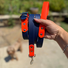 Load image into Gallery viewer, Custom Two-Tone BioThane® Dog Collar with Nickel Buckles | 1" Quick Release Adjustable | Waterproof, Odor-Proof, Durable Pet Collar