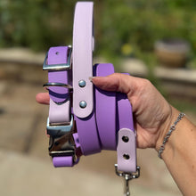 Load image into Gallery viewer, Custom Two-Tone BioThane® Dog Collar with Nickel Buckles | 1" Quick Release Adjustable | Waterproof, Odor-Proof, Durable Pet Collar