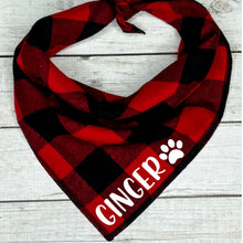 Load image into Gallery viewer, Buffalo Plaid Dog Bandana*** Personalized with Paw Print * Custom Dog Bandana