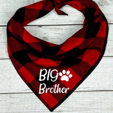 Load image into Gallery viewer, Buffalo Plaid Big Brother Dog Bandana