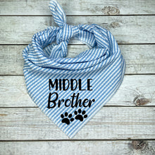 Load image into Gallery viewer, Middle Brother Blue Seer Sucker Dog Bandana