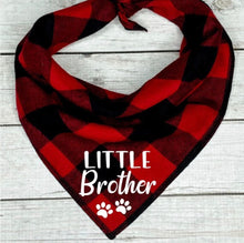Load image into Gallery viewer, Buffalo Plaid Big Brother Dog Bandana, Big Brother, Middle Brother, Little Brother