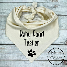 Load image into Gallery viewer, Baby Food Tester Dog Bandana, Birth Announcement