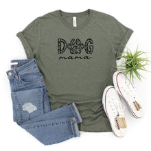 Load image into Gallery viewer, Dog Mama with Leopard Paw Bella Canvas Tee Shirt