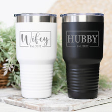 Load image into Gallery viewer, Wifey Hubby Established Tumbler, Personalized Laser Etched Tumbler, Insulated Tumbler 30 oz Ringneck Tumbler, Bridesmaid Tumbler Gift