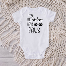 Load image into Gallery viewer, My Big Sisters have Paws Baby Bodysuit, Personalized Baby Onesie