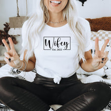 Load image into Gallery viewer, Hubby and Wifey Established Bella Canvas Tee Shirt, Hubby and Wifey, Bride and Groom, Wedding , Husband and Wife , Anniversary