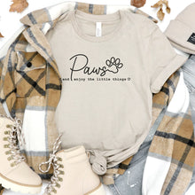 Load image into Gallery viewer, Paws and Enjoy the Little Things Bella Canvas Tee Shirt, Cute Dog Shirt