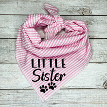 Load image into Gallery viewer, Pink Seer Sucker Dog Bandana, Little Sister