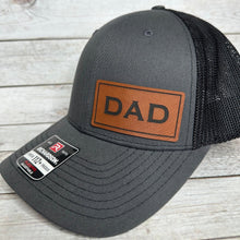 Load image into Gallery viewer, Custom Leather Patch Trucker Hat, Laser Engraved Personalized Logo or Text, Richardson Hats