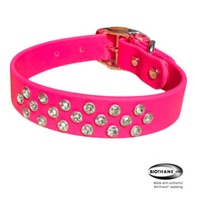 Load image into Gallery viewer, Hot Pink Bling Dog Collar  Waterproof, Sparkly, &amp; Durable with Rhinestone Glam, BioThane®
