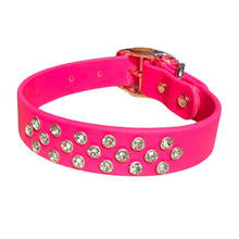 Load image into Gallery viewer, Hot Pink Bling Dog Collar  Waterproof, Sparkly, &amp; Durable with Rhinestone Glam, BioThane®
