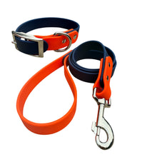 Load image into Gallery viewer, Two Tone BioThane® Dog Collar and Leash Set | Waterproof Stink Proof Durable Dog Walking Gear | Custom Collar &amp; Leash Combo
