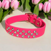 Load image into Gallery viewer, Hot Pink Bling Dog Collar  Waterproof, Sparkly, &amp; Durable with Rhinestone Glam, BioThane®
