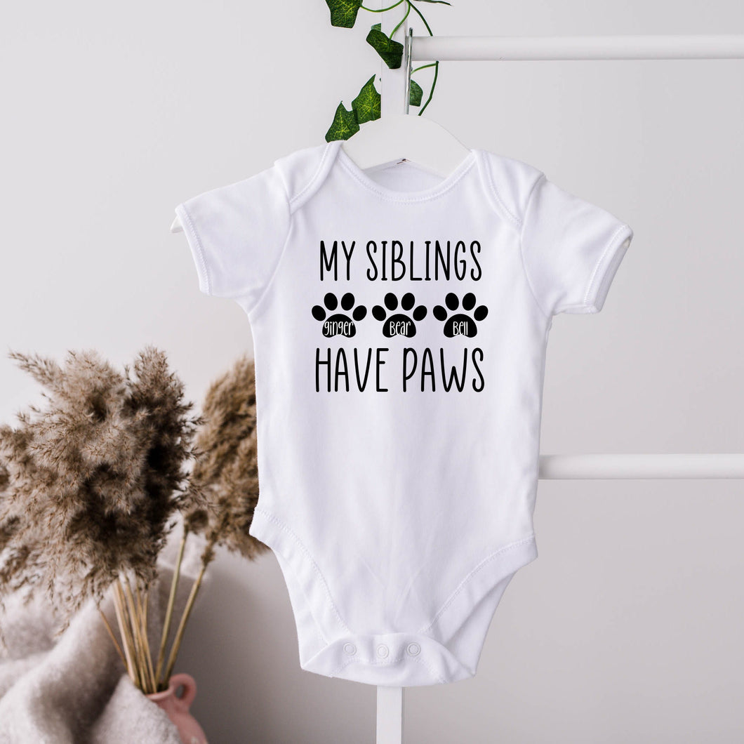 My Siblings Have Paws Baby Onesie