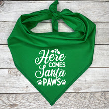 Load image into Gallery viewer, Here Comes Santa Paws Christmas Dog Bandana
