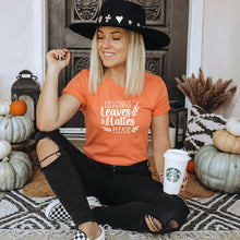 Load image into Gallery viewer, Leggings Leaves and Lattes Please Bella Canvas Tee Shirt, Fall Shirt
