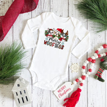 Load image into Gallery viewer, Baby Bodysuit with Christmas Dogs Print
