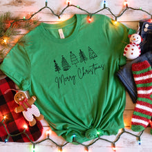 Load image into Gallery viewer, Merry Christmas Trees Bella Canvas Tee Shirt
