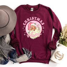Load image into Gallery viewer, Womens Christmas Sweatshirt, Pink Christmas Vibes Print featuring Santa Clause, Christmas Gift for Her

