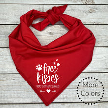 Load image into Gallery viewer, Free Kisses Dog Bandana, Valentine&#39;s Day Dog Bandana, Custom Valentine&#39;s Day Gift for Dogs
