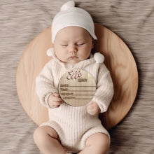 Load image into Gallery viewer, Baby Name with Birth Stats Sign Custom Baby Arrival Announcement
