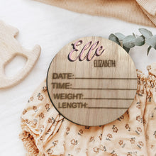 Load image into Gallery viewer, Baby Name with Birth Stats Sign Custom Baby Arrival Announcement
