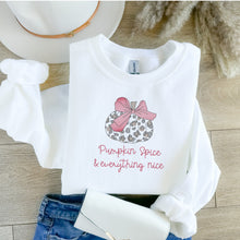 Load image into Gallery viewer, Pumpkin Spice and Everything Nice Embroidered Sweatshirt, Cozy Fall Sweater
