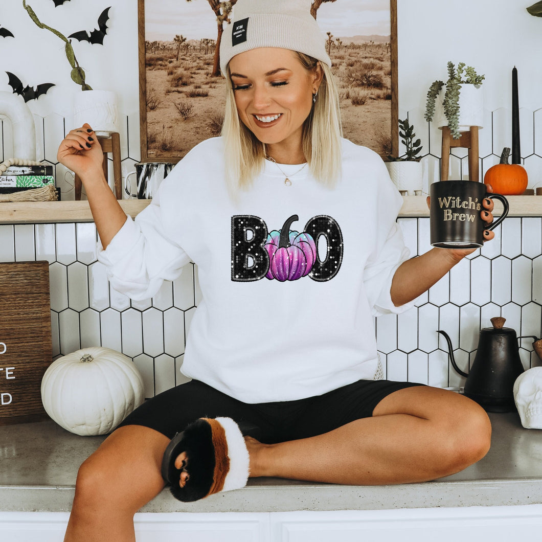Glitter Boo Sweatshirt, Halloween Sweatshirt, Fall Sweater, Long Sleeve Shirt