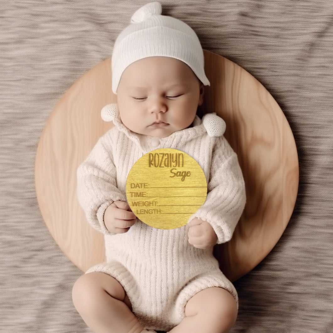 Baby Name with Birth Stats Sign Custom Baby Arrival Announcement