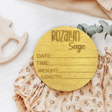 Load image into Gallery viewer, Baby Name with Birth Stats Sign Custom Baby Arrival Announcement
