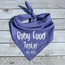 Load image into Gallery viewer, Baby Food Tester Est. 2024 Dog Bandana, Birth Announcement
