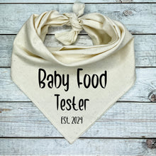 Load image into Gallery viewer, Baby Food Tester Est. 2024 Dog Bandana, Birth Announcement
