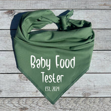 Load image into Gallery viewer, Baby Food Tester Est. 2024 Dog Bandana, Birth Announcement

