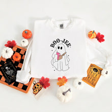 Load image into Gallery viewer, Halloween Sweatshirt, Boo-Jee Ghost Sweatshirt, Orange Tan Gray or White Boujee Sweater
