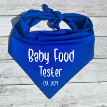 Load image into Gallery viewer, Baby Food Tester Est. 2024 Dog Bandana, Birth Announcement
