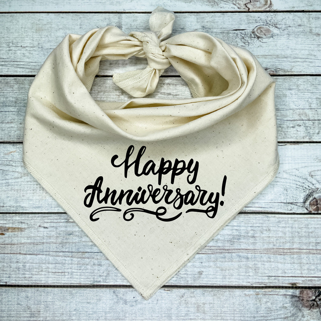 Happy Anniversary Dog Bandana, Custom Font and Text
